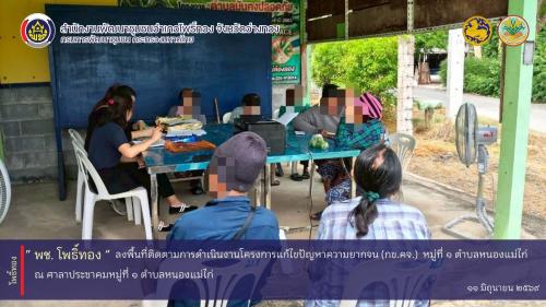 พช.โพธิ์ทอง ลงพื้นที่ติดตามการดำเนินงานโครงการแก้ไขปัญหาความยากจน (กข.คจ.)  หมู่ที่ 1 ตำบลหนองแม่ไก่